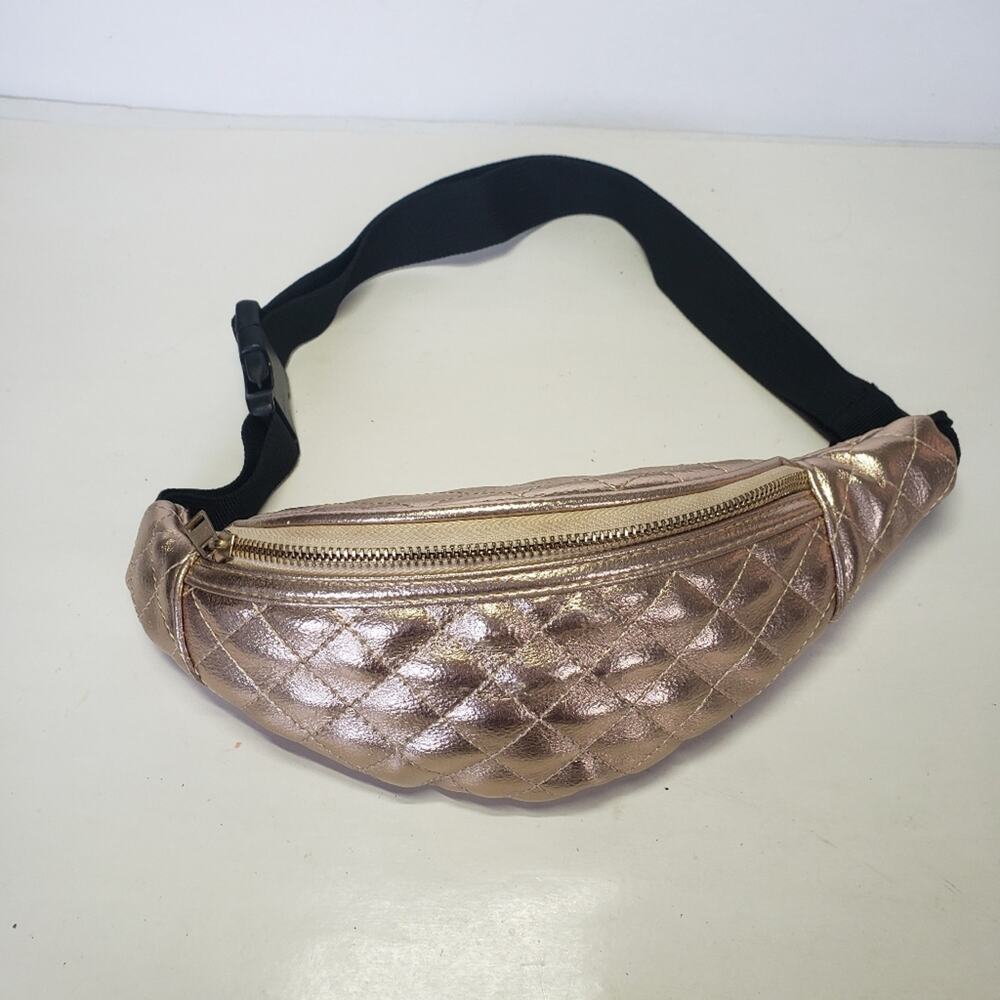 Rose gold fanny pack bag waist bag Quilted Glam‎ Metalic